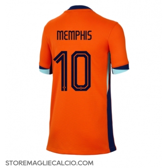 Paesi Bassi Memphis Depay #10 Maglia Gara Casa Repliche Europei 2024 Donna